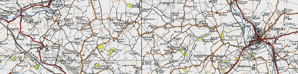 Old map of Belchamp Otten in 1946