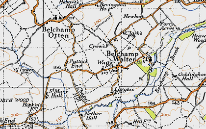 Old map of Belchamp Walter in 1946