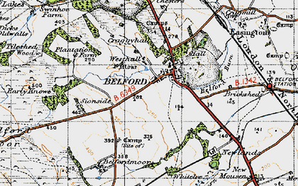 Old map of Belford in 1947