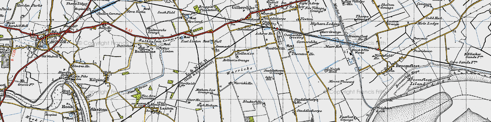 Old map of Bellasize Grange in 1947