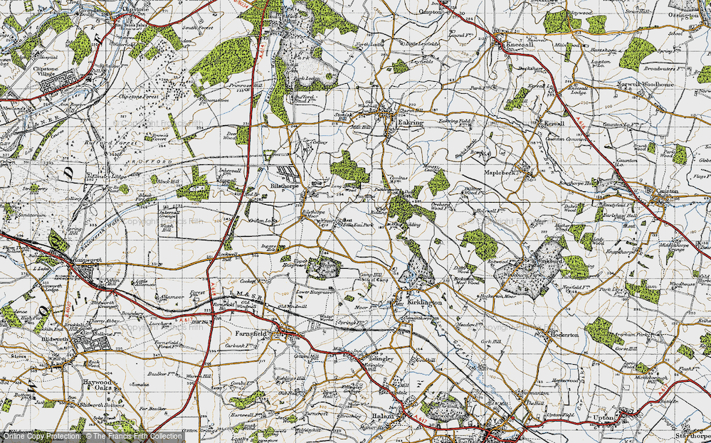 Old Map of Historic Map covering Whip Ridding Cott in 1947