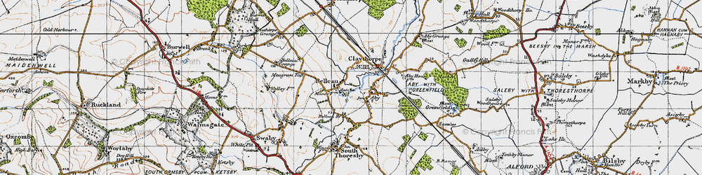 Old map of Belleau in 1946
