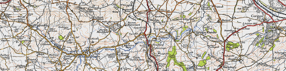 Old map of Belluton in 1946