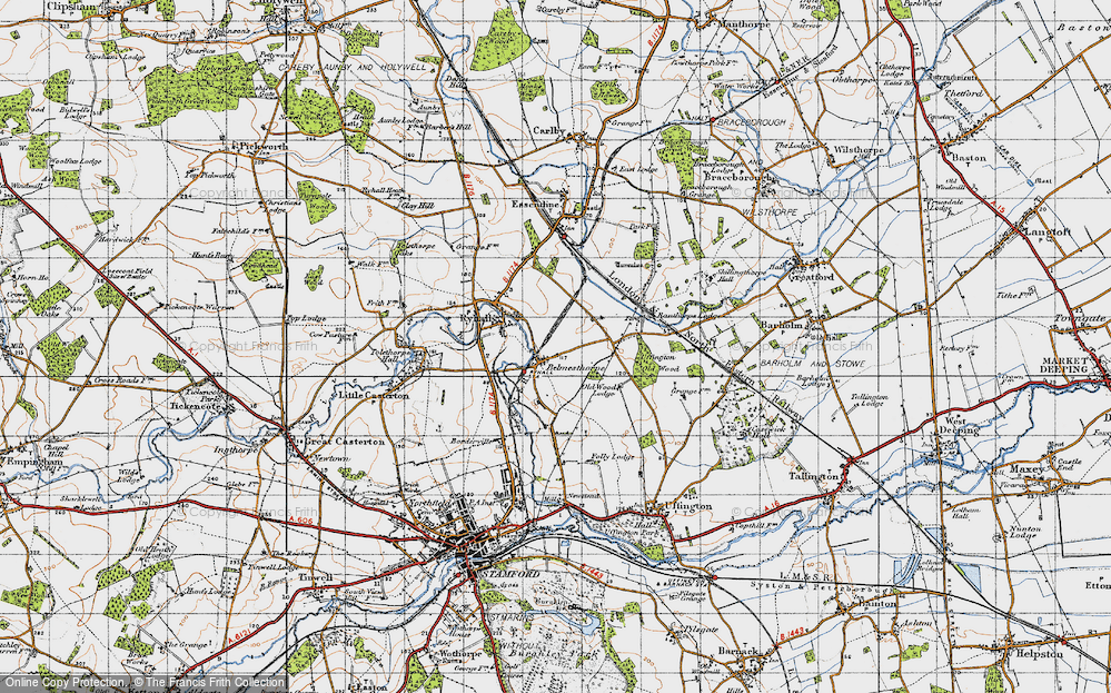Old Map of Historic Map covering Belmesthorpe Grange in 1946