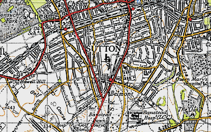 Old map of Belmont in 1945