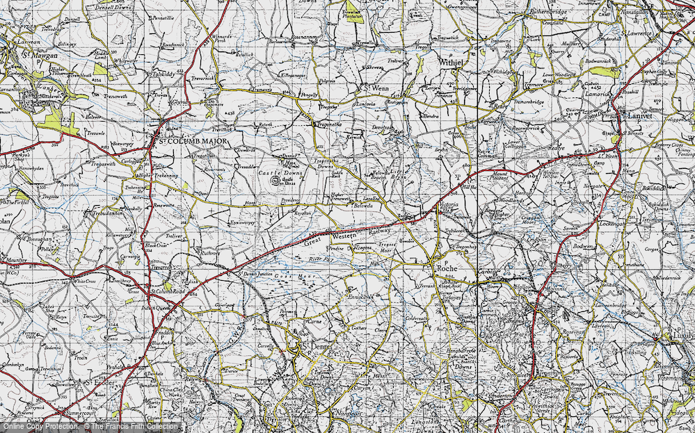 Old Map of Historic Map covering Black-acre in 1946