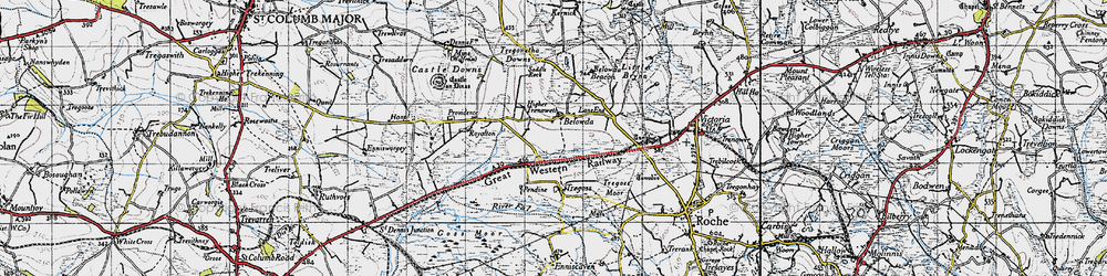 Old map of Belowda in 1946