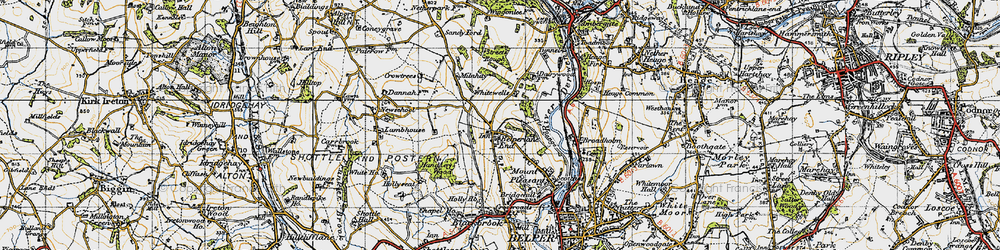 Old map of Belper Lane End in 1946
