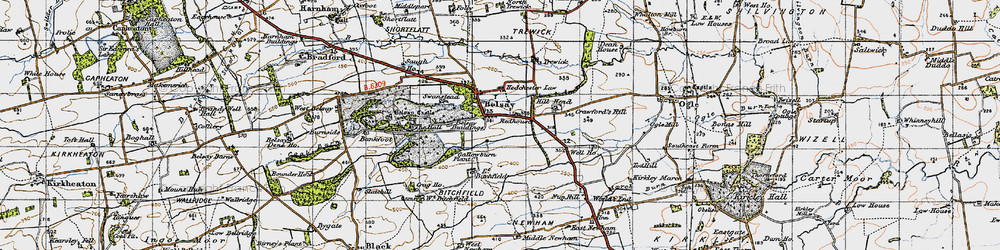 Old map of Belsay Castle in 1947