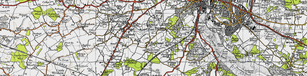 Old map of Belstead Brook in 1946