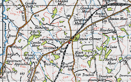 Old map of Belstone Corner in 1946