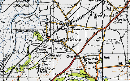 Old map of Belton Common in 1946