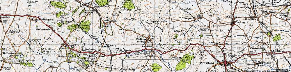 Old map of Belton-in-Rutland in 1946