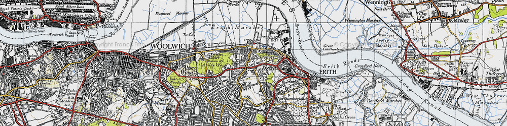 Old map of Belvedere in 1946