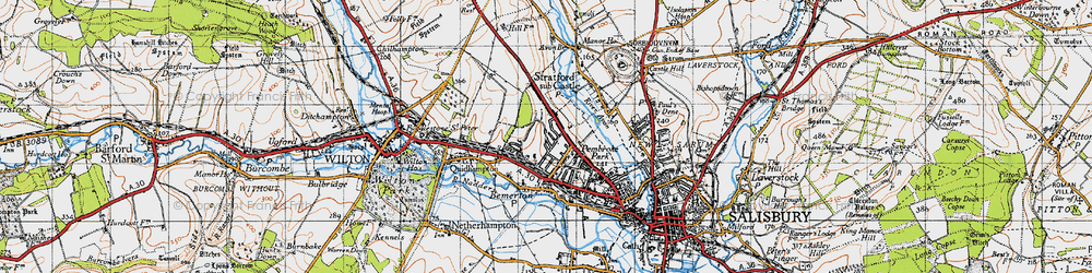 Old map of Bemerton Heath in 1940