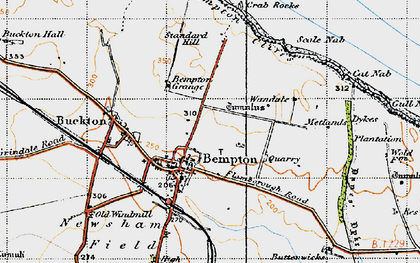 Old map of Bempton Cliffs in 1947