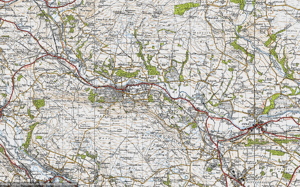 Old Map of Historic Map covering West Park Wood in 1947