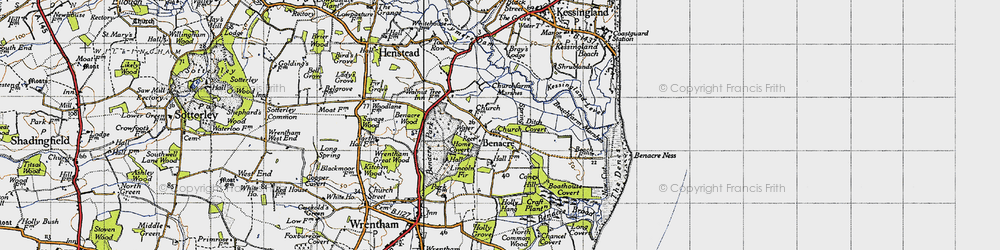 Old map of Benacre in 1946