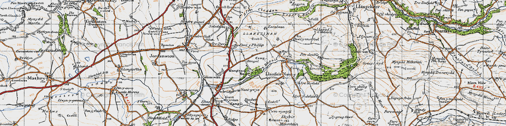 Old map of Afon Cleddau in 1946