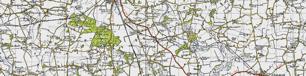 Old map of Bengate in 1945