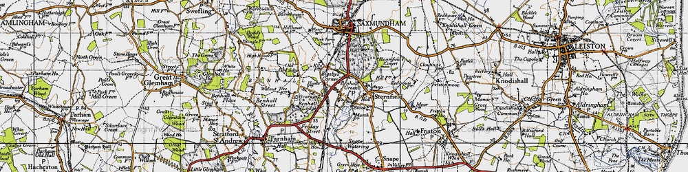 Old map of Benhall Green in 1946