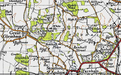 Old map of Benhall Place in 1946