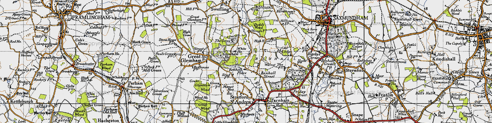 Old map of Benhall Place in 1946