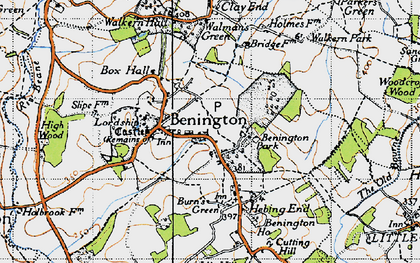 Old map of Benington in 1946