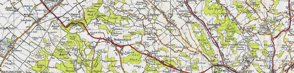 Old map of Bennett End in 1947