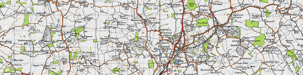 Old map of Bentfield Bury in 1946