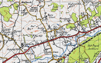 Old map of Bentley in 1940