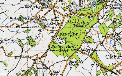 Old map of Bentley Park Wood in 1946