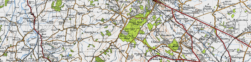 Old map of Bentley Park Wood in 1946