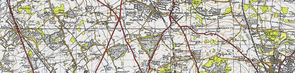 Old map of Bentley Heath in 1946