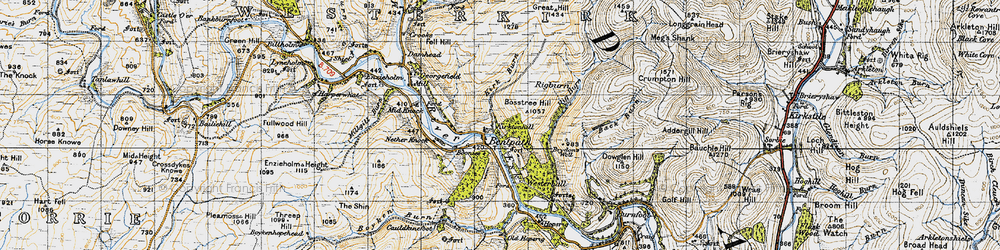 Old map of Eskdale in 1947