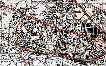 Old map of Benwell in 1947