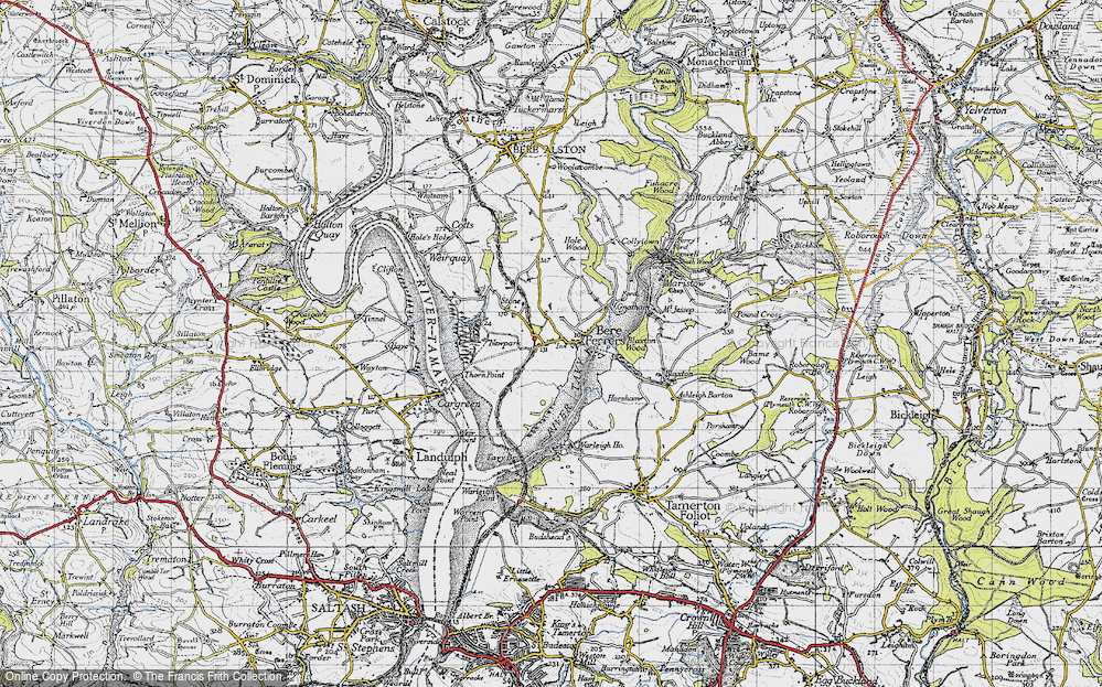 Old Map of Bere Ferrers, 1946 in 1946