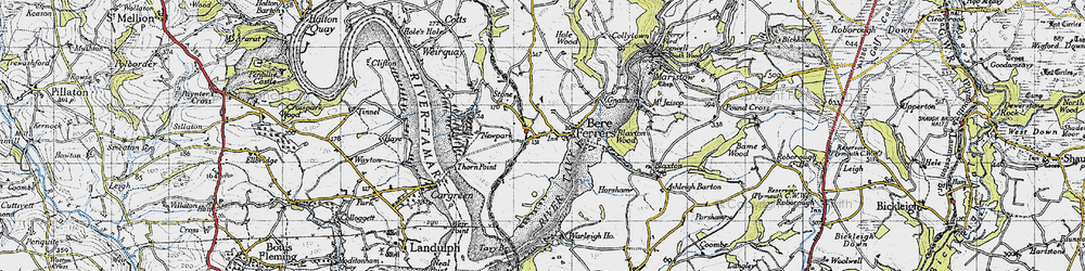 Old map of Bere Ferrers in 1946