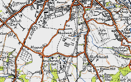 Old map of Berechurch in 1945