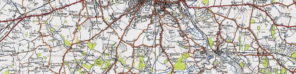Old map of Berechurch in 1945