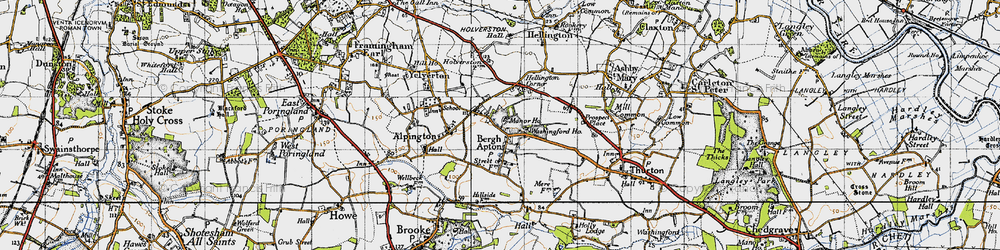 Old map of Bergh Apton in 1946