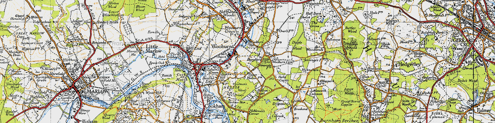 Old map of Berghers Hill in 1945