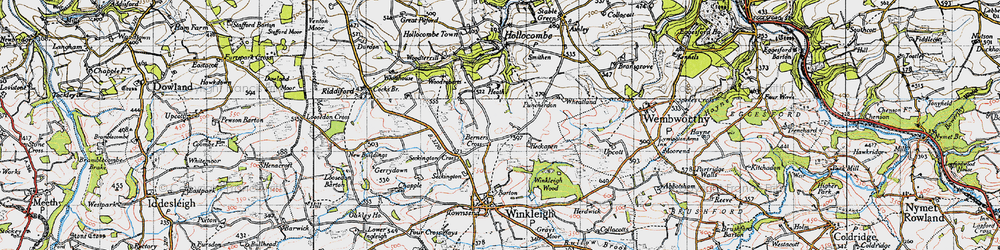 Old map of Berner's Cross in 1946