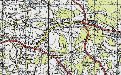 Old map of Boarzell Wood in 1940