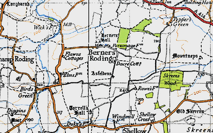 Old map of Berners Roding in 1946