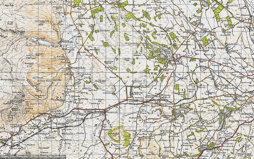 Old Map of Historic Map covering Berrier End in 1947