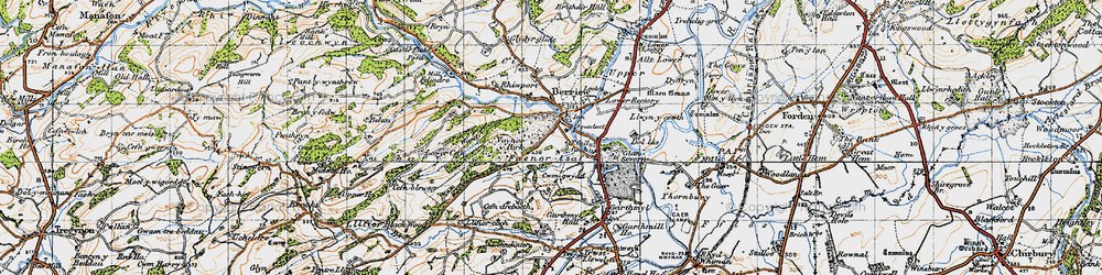 Old map of Berriew in 1947