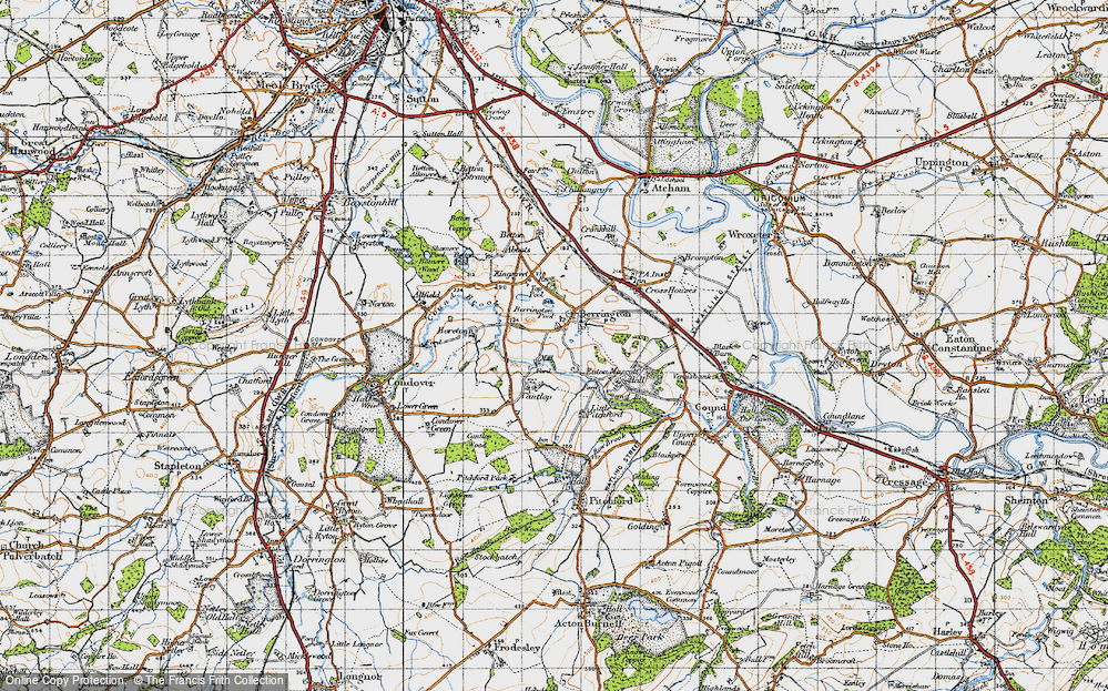 Old Map of Historic Map covering Berrington Pool in 1947