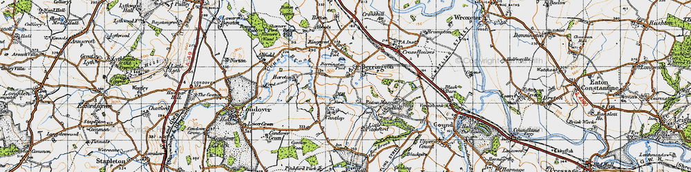 Old map of Betton Abbots in 1947