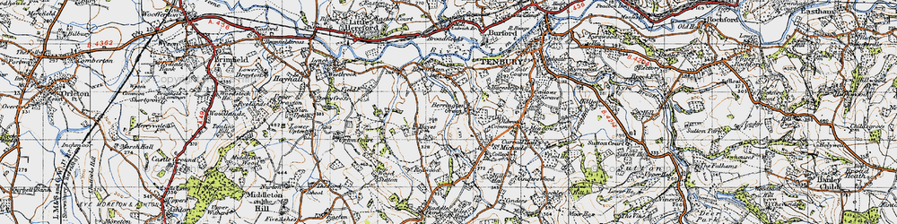 Old map of Berrington Green in 1947